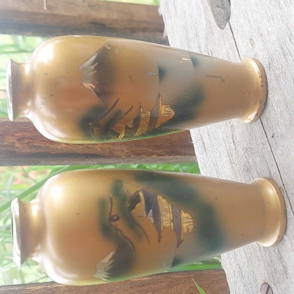 Pair of Japanese mixed metal vases
